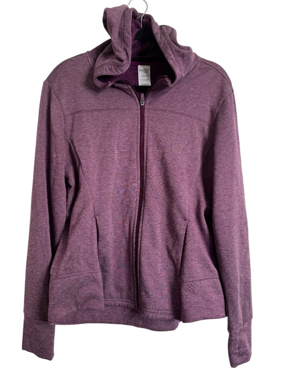 Danskin Now Full Zip Hoodie Size Large 12/14 Sweatshirt Pockets EUC Plum Pockets